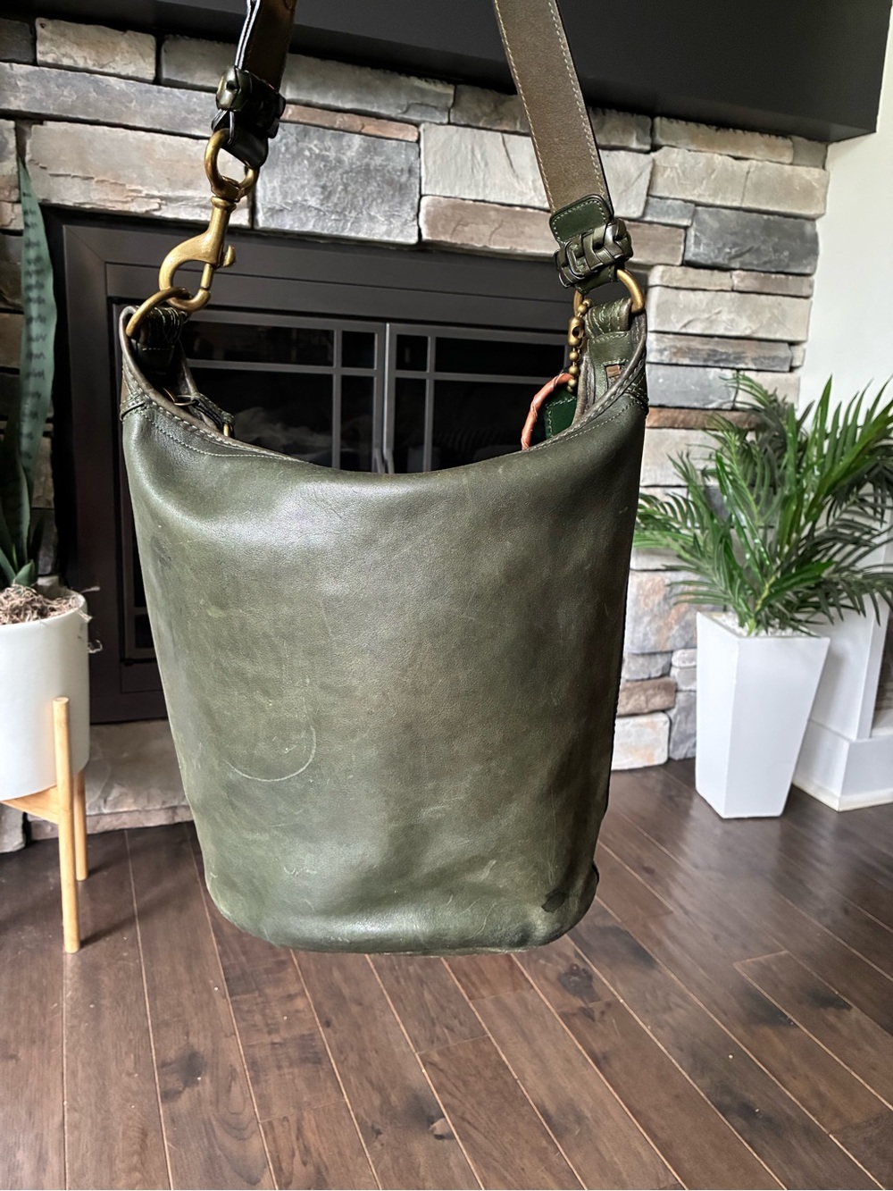 Coach Bleecker Bottle Green Xl Leather Duffle Bucket … - Gem